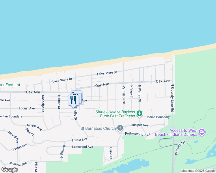 map of restaurants, bars, coffee shops, grocery stores, and more near 1074 North Union Street in Gary
