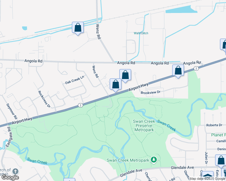 map of restaurants, bars, coffee shops, grocery stores, and more near 4208 Airport Highway in Toledo