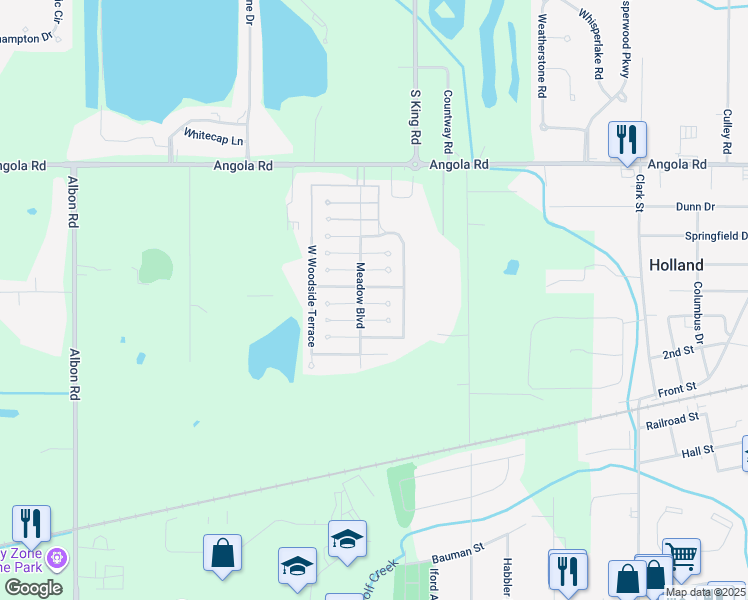 map of restaurants, bars, coffee shops, grocery stores, and more near 311 East Hillsdale Lane in Holland