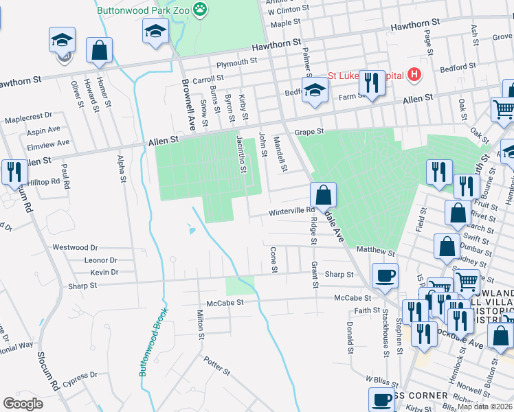 map of restaurants, bars, coffee shops, grocery stores, and more near 362 Jacintho Street in New Bedford