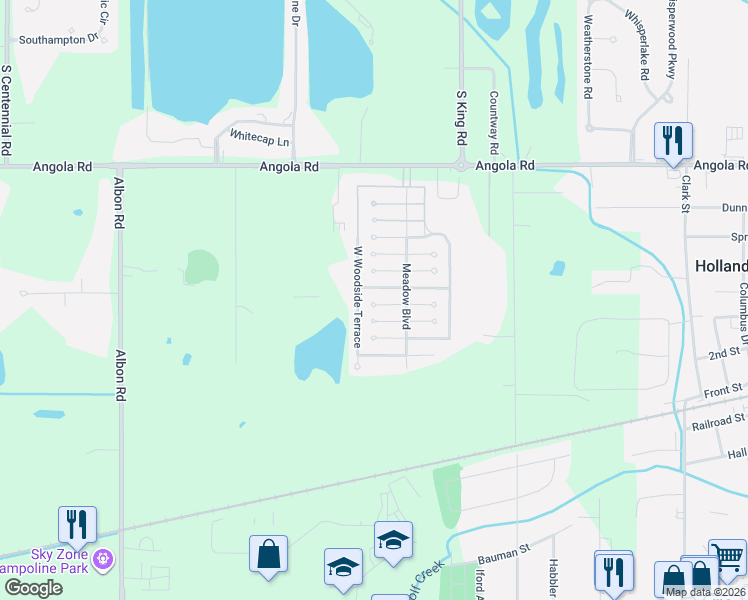 map of restaurants, bars, coffee shops, grocery stores, and more near 248 West Woodside Terrace in Holland