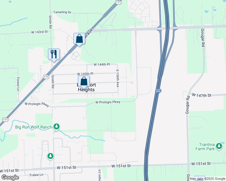 map of restaurants, bars, coffee shops, grocery stores, and more near 16420 West 147th Place in Lockport