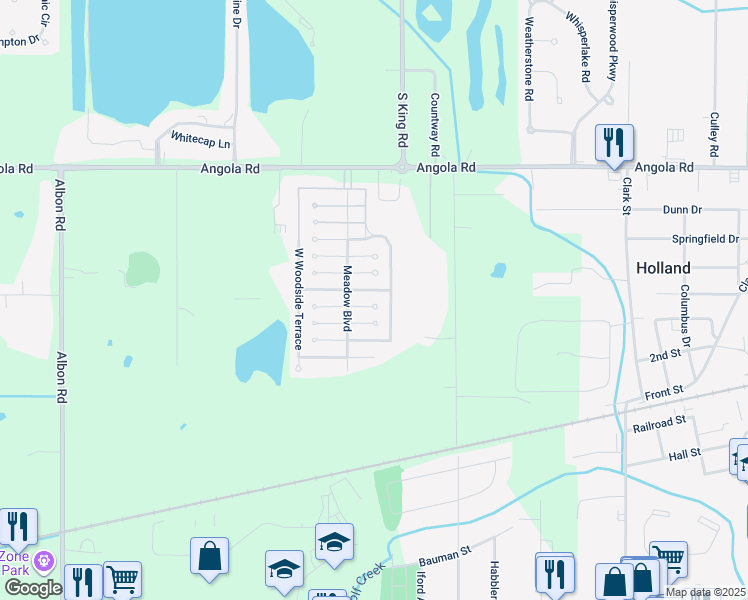 map of restaurants, bars, coffee shops, grocery stores, and more near 311 East Hillsdale Lane in Holland