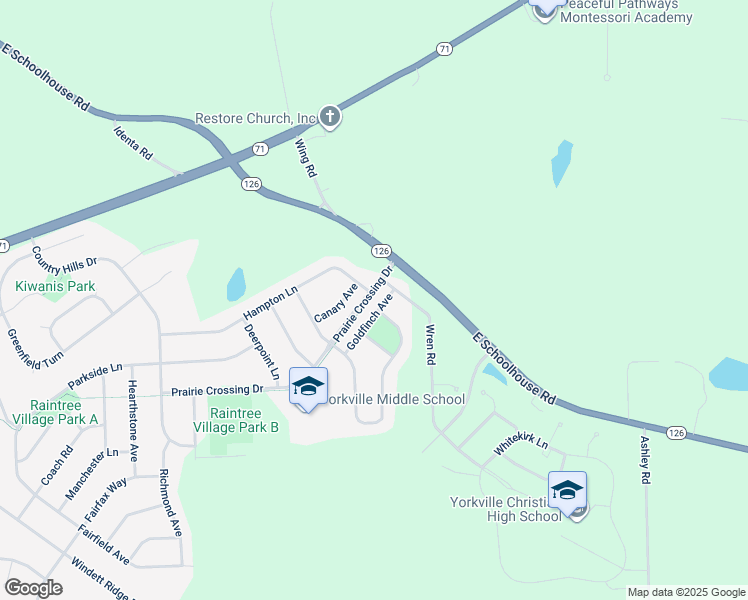 map of restaurants, bars, coffee shops, grocery stores, and more near 1157 Goldfinch Avenue in Yorkville