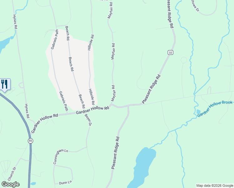 map of restaurants, bars, coffee shops, grocery stores, and more near 135 Mayfair Road in Poughquag
