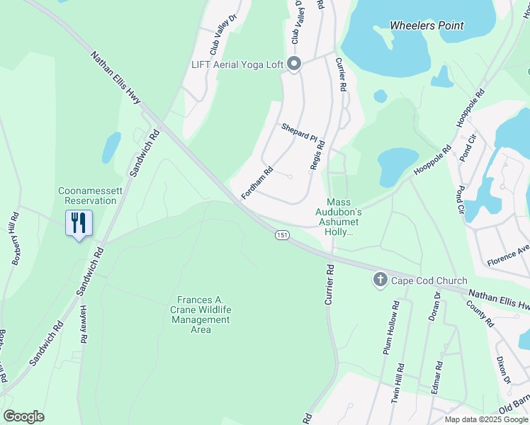 map of restaurants, bars, coffee shops, grocery stores, and more near 216 Ashumet Road in Falmouth