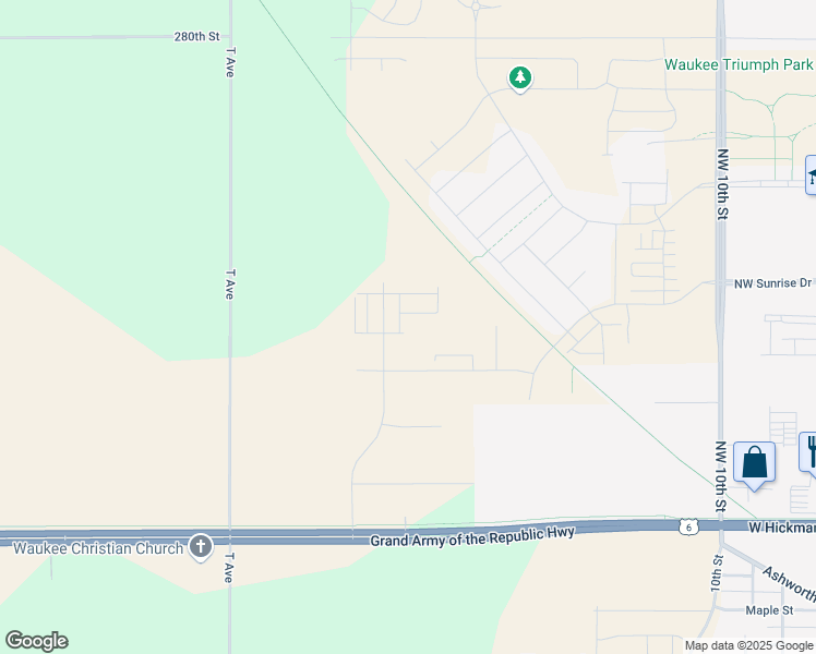 map of restaurants, bars, coffee shops, grocery stores, and more near 395 Northwest Blackberry Street in Waukee
