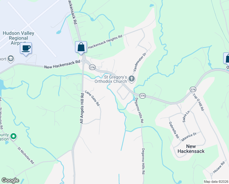 map of restaurants, bars, coffee shops, grocery stores, and more near 12 Russell Road in Wappingers Falls
