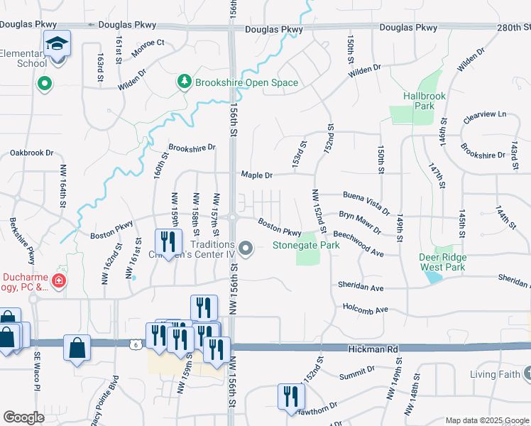 map of restaurants, bars, coffee shops, grocery stores, and more near 2707 Northwest 154th Court in Clive
