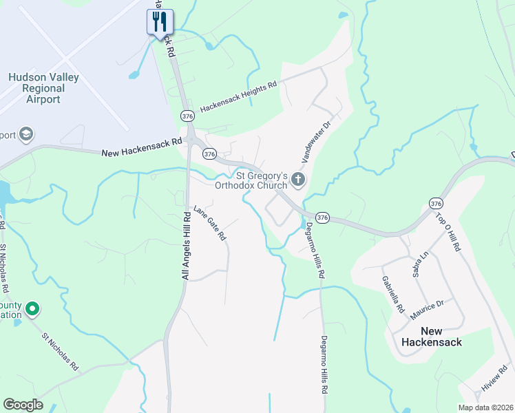 map of restaurants, bars, coffee shops, grocery stores, and more near 12 Russell Road in Wappingers Falls