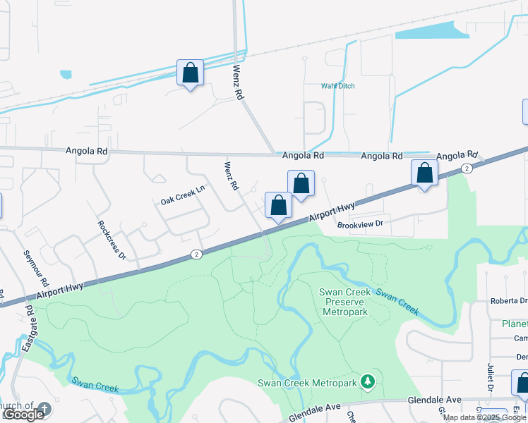 map of restaurants, bars, coffee shops, grocery stores, and more near 4208 Airport Hwy in Toledo