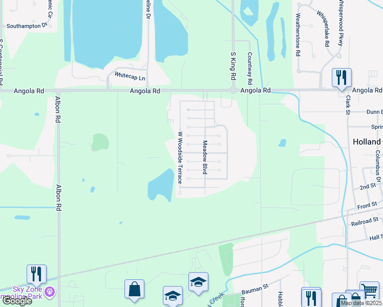 map of restaurants, bars, coffee shops, grocery stores, and more near 248 West Woodside Terrace in Holland