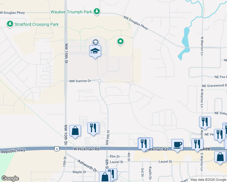 map of restaurants, bars, coffee shops, grocery stores, and more near Unnamed Road in Waukee