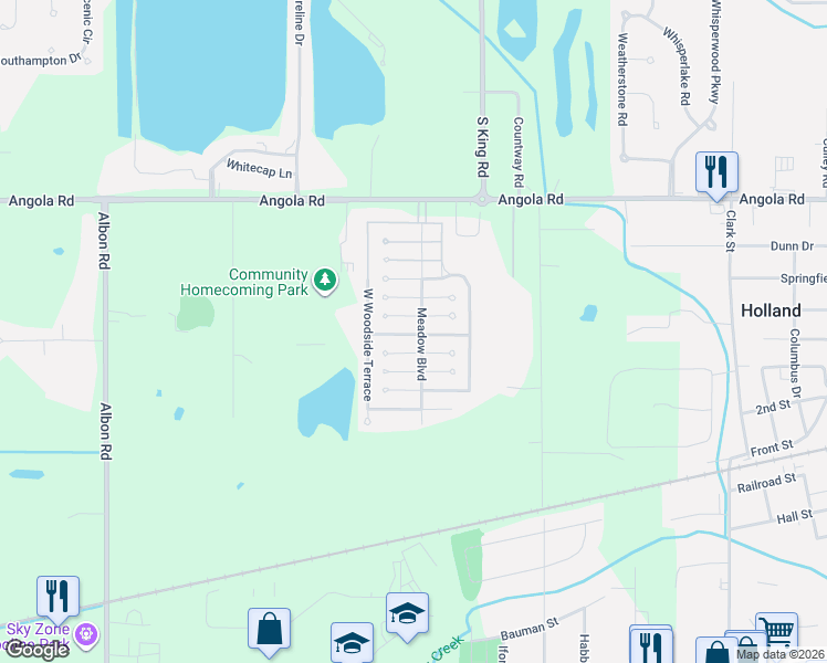 map of restaurants, bars, coffee shops, grocery stores, and more near 311 East Hillsdale Lane in Holland