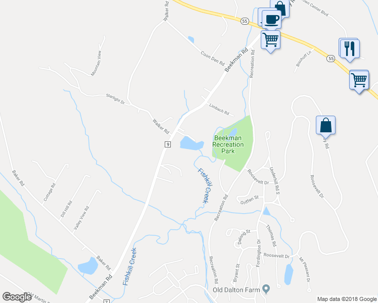 map of restaurants, bars, coffee shops, grocery stores, and more near 1194 Beekman Road in Hopewell Junction