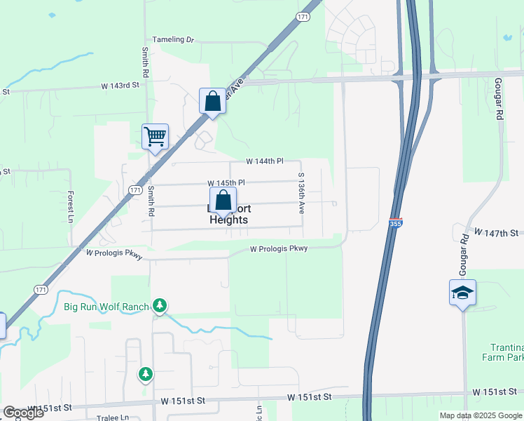 map of restaurants, bars, coffee shops, grocery stores, and more near 16501 West 146th Place in Lockport