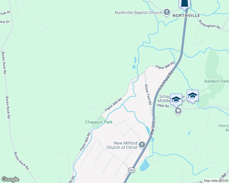 map of restaurants, bars, coffee shops, grocery stores, and more near 127 Paper Mill Road in New Milford