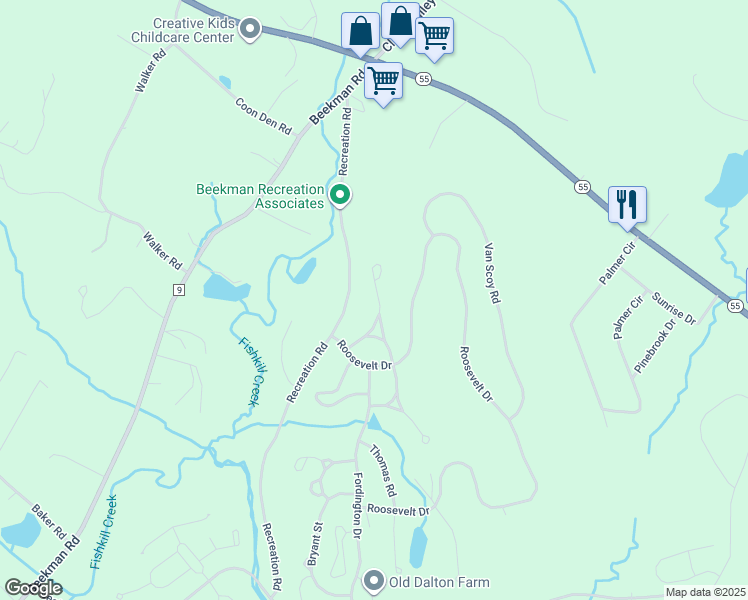 map of restaurants, bars, coffee shops, grocery stores, and more near 12 Cornwell Street in Poughquag