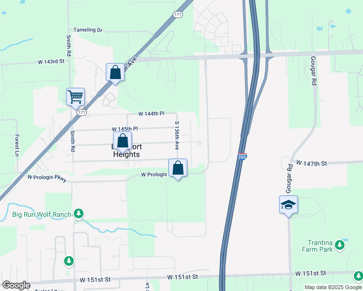 map of restaurants, bars, coffee shops, grocery stores, and more near 14560 135th Avenue in Lockport