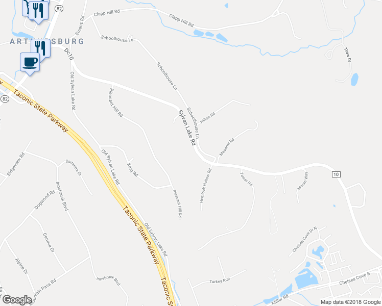 map of restaurants, bars, coffee shops, grocery stores, and more near 101 Sylvan Lake Road in Hopewell Junction