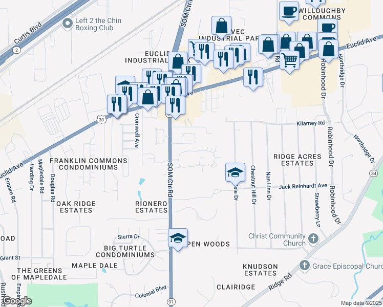 map of restaurants, bars, coffee shops, grocery stores, and more near 35049 North Turtle Trail in Willoughby