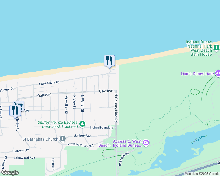 map of restaurants, bars, coffee shops, grocery stores, and more near 1109 North Wells Street in Gary