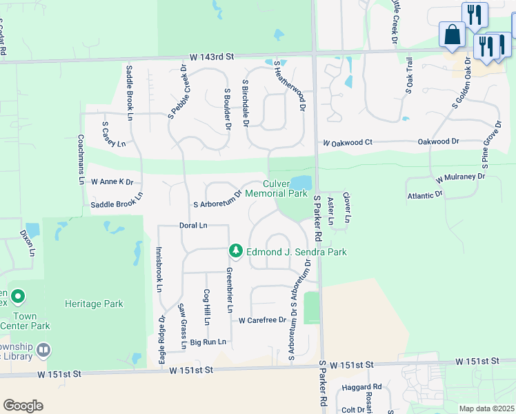 map of restaurants, bars, coffee shops, grocery stores, and more near 14638 South Cricketwood Court in Lockport