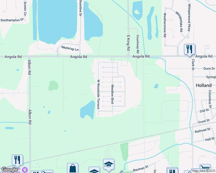 map of restaurants, bars, coffee shops, grocery stores, and more near 145 West Daisy Lane in Holland