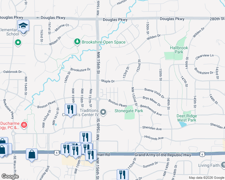 map of restaurants, bars, coffee shops, grocery stores, and more near 2787 Northwest 154th Court in Clive
