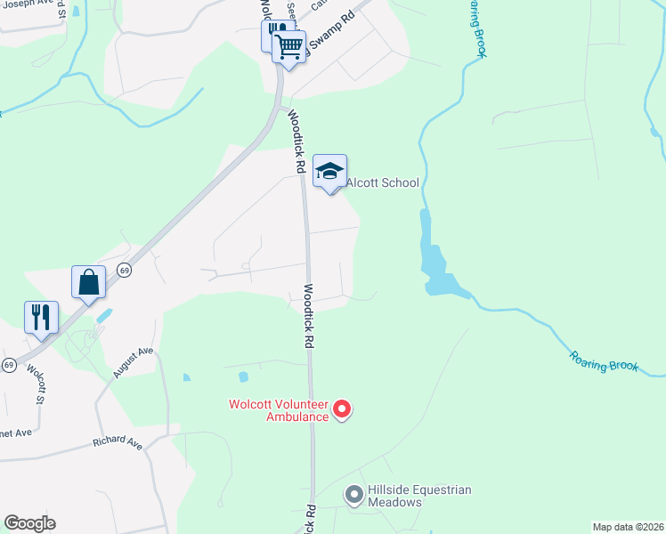 map of restaurants, bars, coffee shops, grocery stores, and more near 23 Lone Oak Avenue in Wolcott