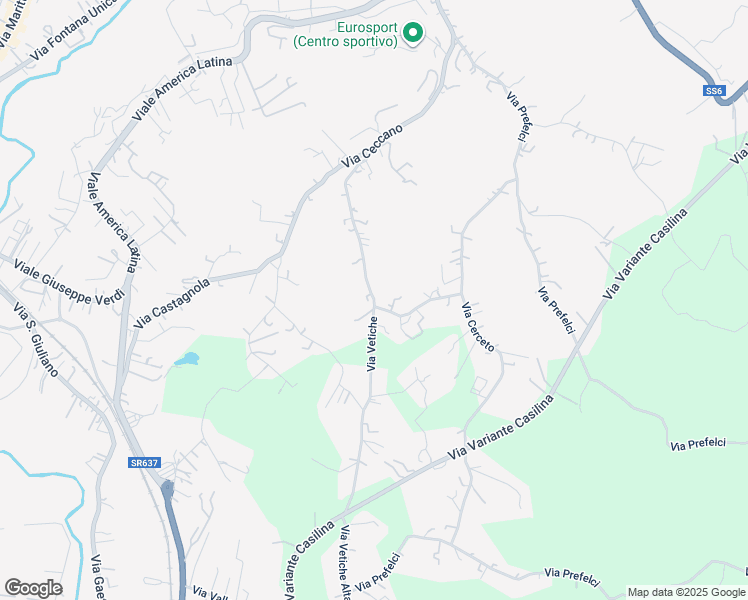 map of restaurants, bars, coffee shops, grocery stores, and more near 66 Via Vetiche in Frosinone