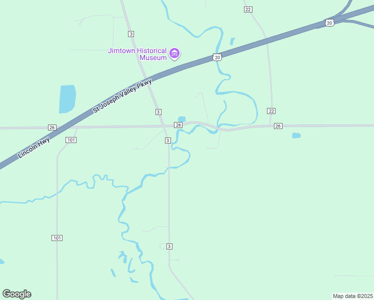 map of restaurants, bars, coffee shops, grocery stores, and more near 28754 County Road 3 in Elkhart