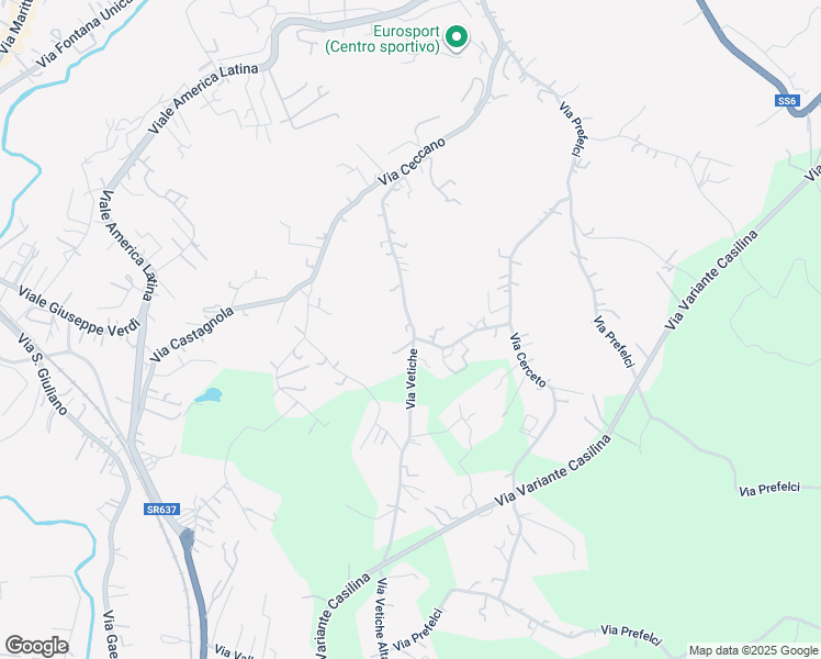 map of restaurants, bars, coffee shops, grocery stores, and more near 66 Via Vetiche in Frosinone