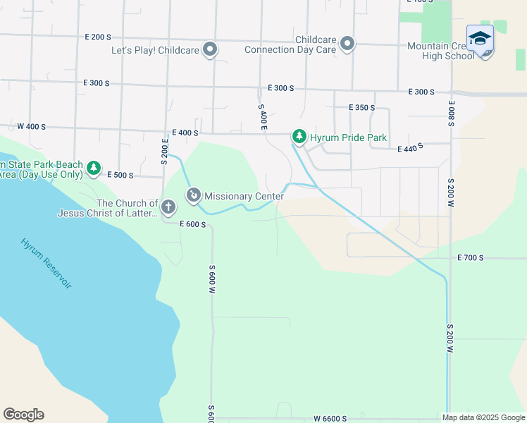 map of restaurants, bars, coffee shops, grocery stores, and more near 560 South 390 East in Hyrum