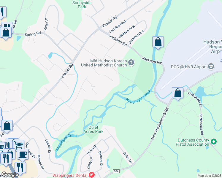 map of restaurants, bars, coffee shops, grocery stores, and more near 22 Argent Drive in Poughkeepsie