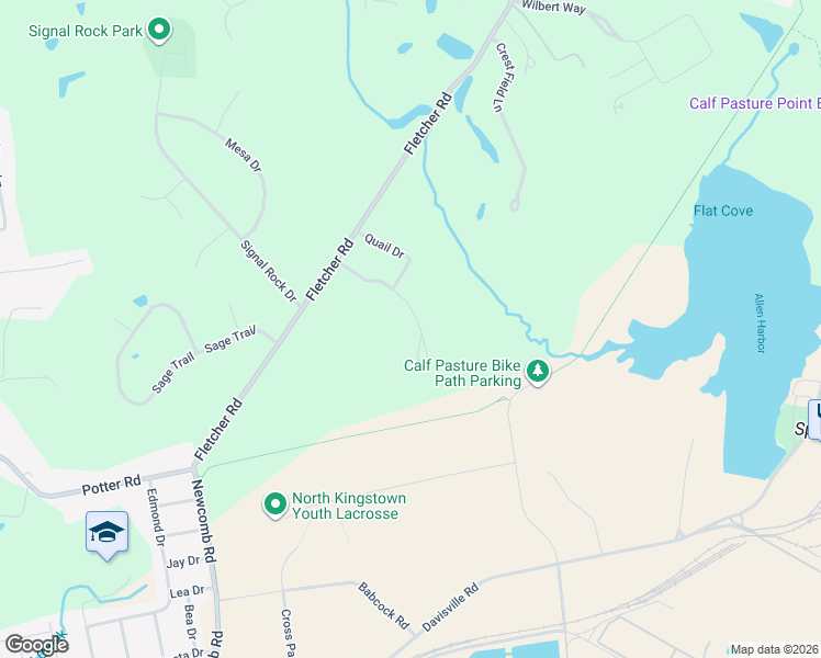 map of restaurants, bars, coffee shops, grocery stores, and more near 117 Candlewood Drive in North Kingstown
