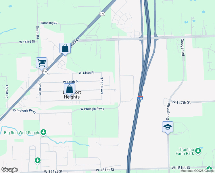 map of restaurants, bars, coffee shops, grocery stores, and more near 14560 135th Avenue in Lockport