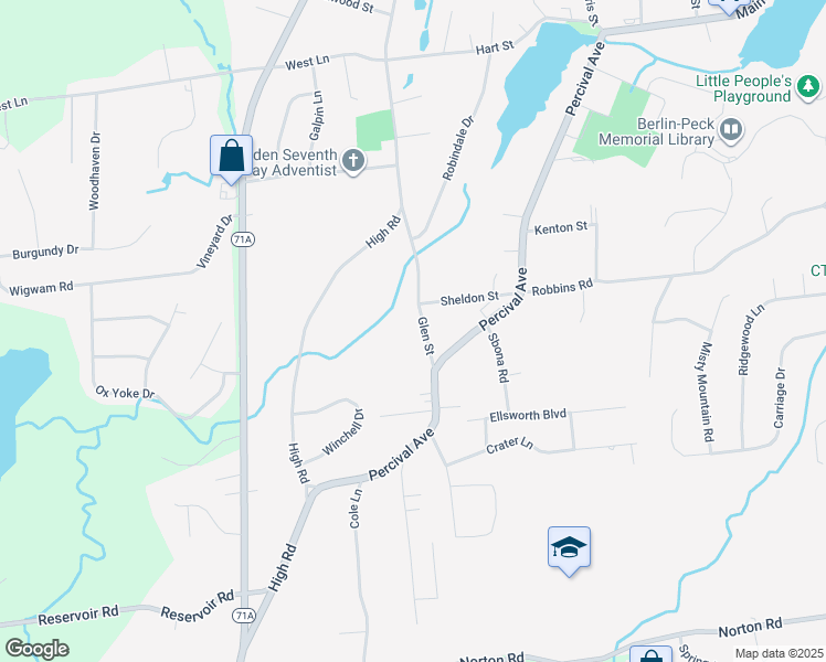 map of restaurants, bars, coffee shops, grocery stores, and more near 140 Glen Street in Berlin