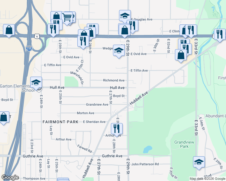 map of restaurants, bars, coffee shops, grocery stores, and more near 2679 Hull Avenue in Des Moines