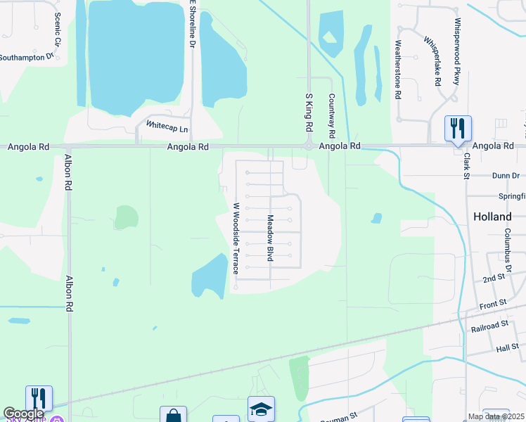 map of restaurants, bars, coffee shops, grocery stores, and more near 145 West Daisy Lane in Holland
