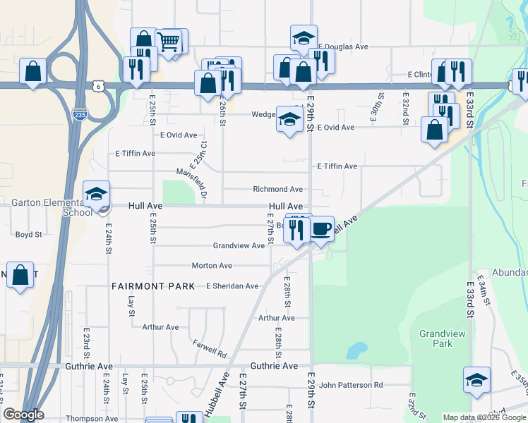 map of restaurants, bars, coffee shops, grocery stores, and more near 2679 Hull Avenue in Des Moines