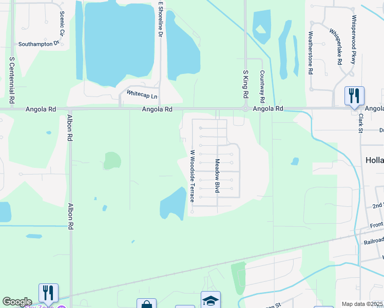 map of restaurants, bars, coffee shops, grocery stores, and more near 152 West Woodside Terrace in Holland