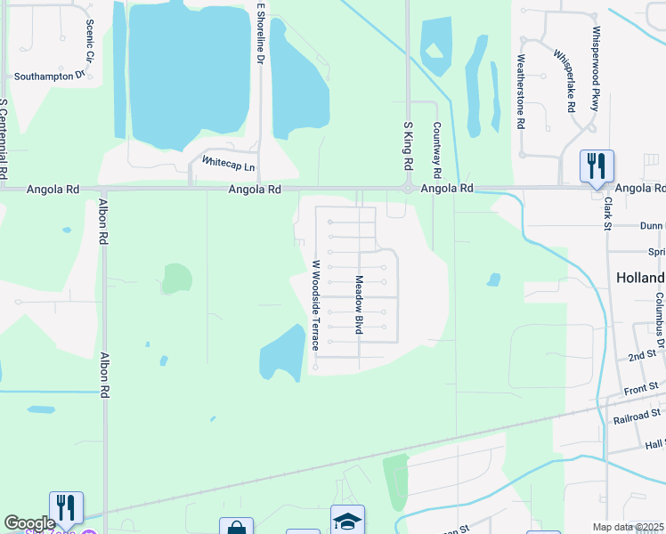 map of restaurants, bars, coffee shops, grocery stores, and more near 145 West Daisy Lane in Holland