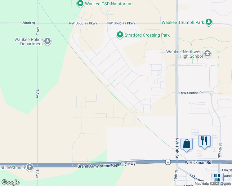map of restaurants, bars, coffee shops, grocery stores, and more near 276 Northwest Georgetown Drive in Waukee