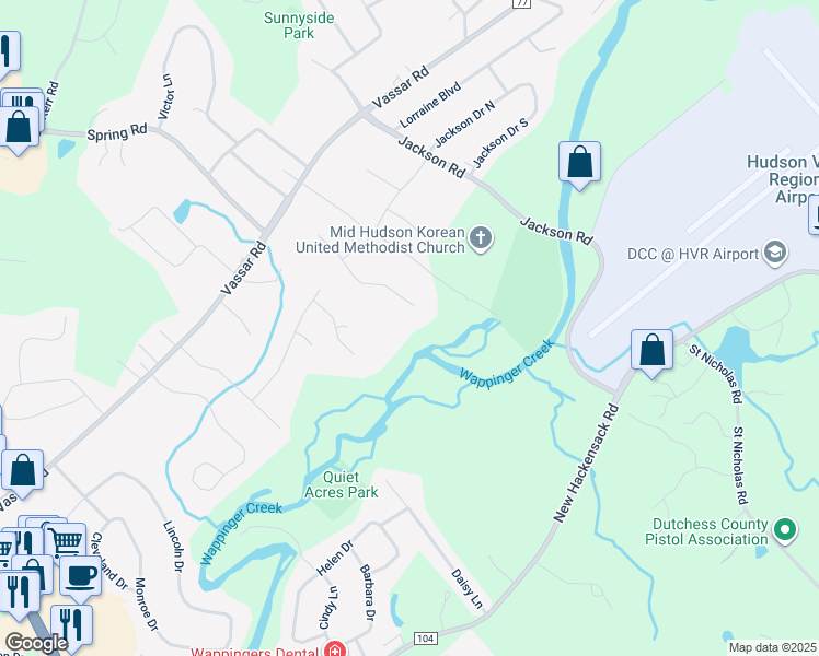 map of restaurants, bars, coffee shops, grocery stores, and more near 22 Argent Drive in Poughkeepsie