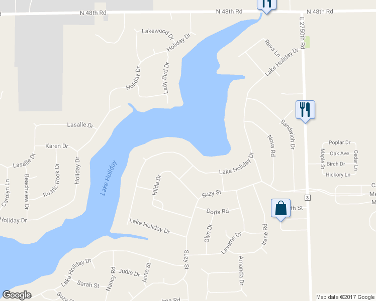 map of restaurants, bars, coffee shops, grocery stores, and more near 1548 Lake Holiday Drive in Sandwich