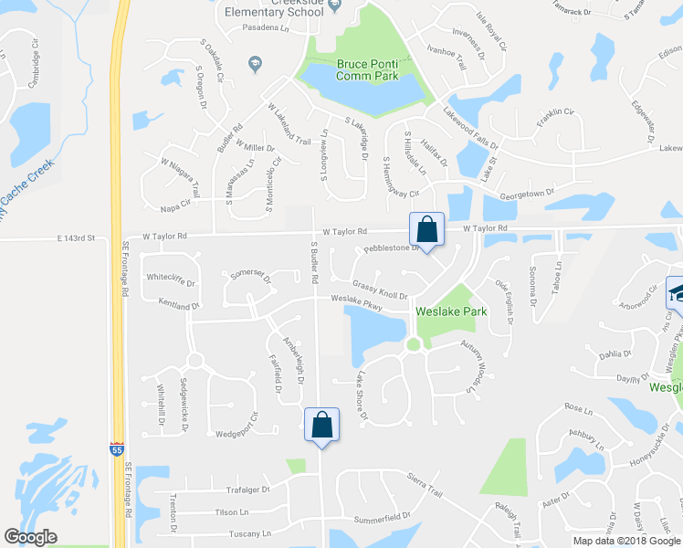map of restaurants, bars, coffee shops, grocery stores, and more near 1866 Grassy Knoll Court in Romeoville