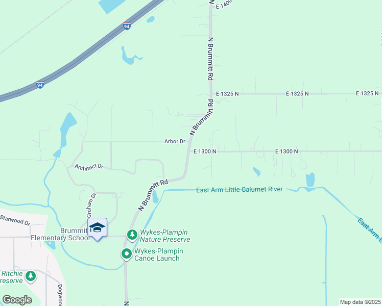 map of restaurants, bars, coffee shops, grocery stores, and more near 1303 Brummit Road in Porter