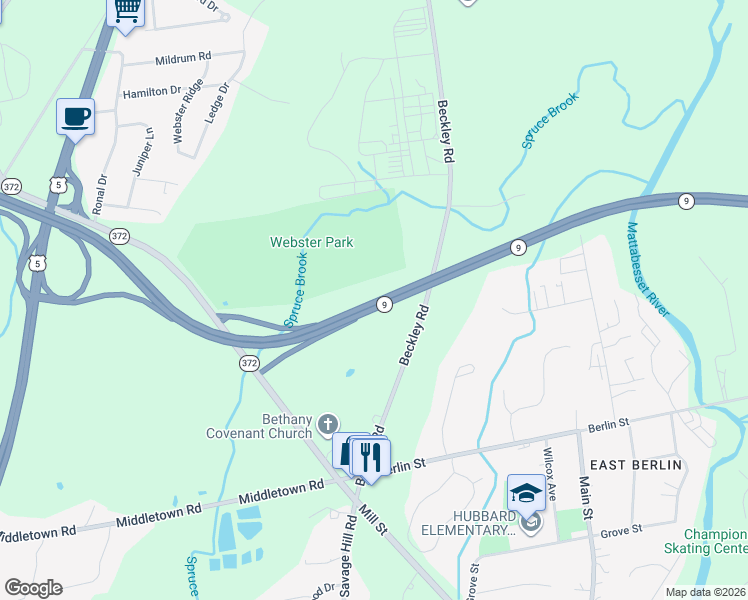 map of restaurants, bars, coffee shops, grocery stores, and more near 688 Beckley Road in Berlin