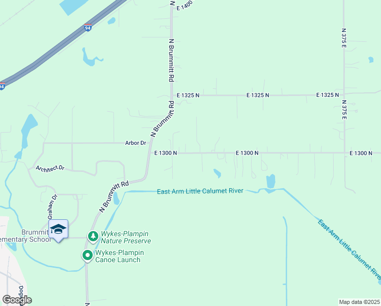map of restaurants, bars, coffee shops, grocery stores, and more near 302-308 1300 N in Chesterton